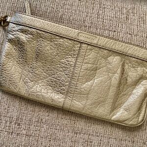 Coach Shimmery Gold Metallic Wristlet - EUC, Perfect for the holidays!